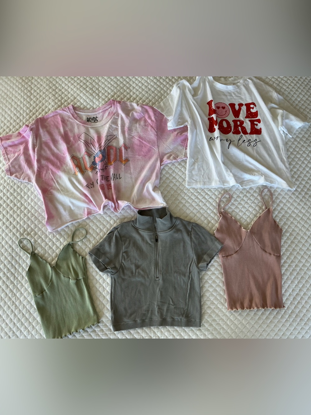 Bundle of Assorted Cropped Tank Tops Tees x 5 S/M